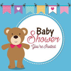 baby shower invitation with cute animal vector illustration design