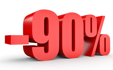 Discount 90 percent off. 3D illustration on white background.