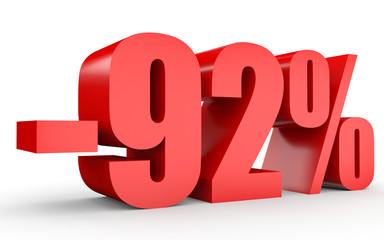 Discount 92 percent off. 3D illustration on white background.