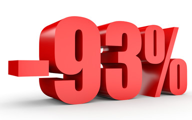 Discount 93 percent off. 3D illustration on white background.