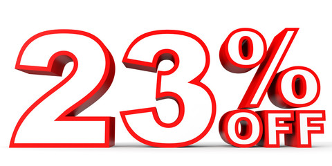 Discount 23 percent off. 3D illustration on white background.