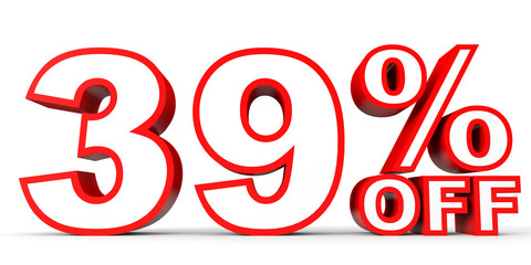 Discount 39 percent off. 3D illustration on white background.