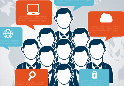 Blue and Orange Digital Business Communication Infographic Template