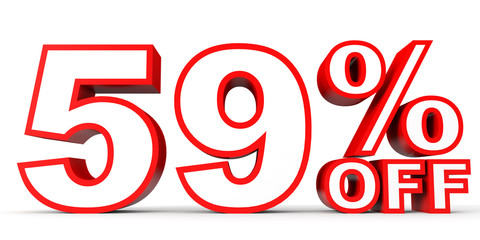 Discount 59 percent off. 3D illustration on white background.