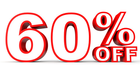Discount 60 percent off. 3D illustration on white background.