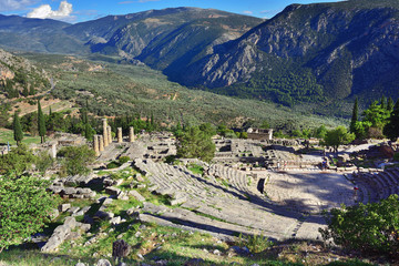 Fototapeta na wymiar The Theatre and Apollo Temple in Delphi, Greece