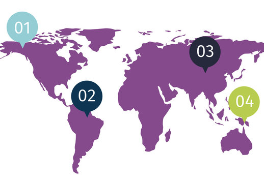 Purple World Map Real Estate Infographic Template Design
