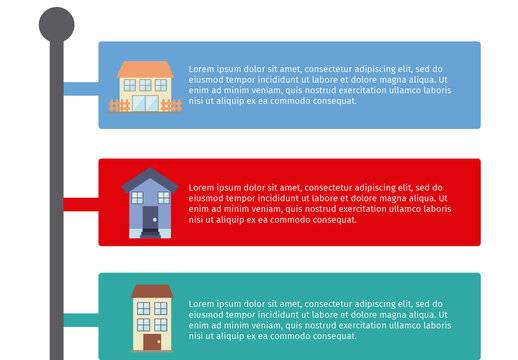 Real Estate Data Infographic with Street Sign Element and Building Icons