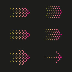 Set of arrows dots, halftone