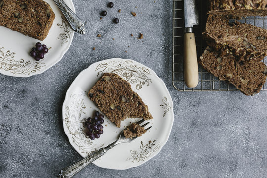 Slice of bread on plate