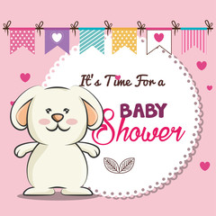 baby shower invitation with cute animal vector illustration design