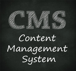 Chalkboard illustration of cms - content management system