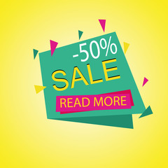 Sale banner template. 50% off. Vector illustration.