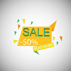 Sale banner template. 50% off. Vector illustration.