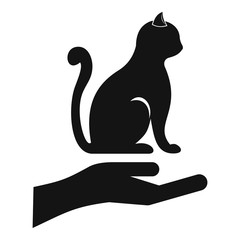 Hand holding a cat icon. Simple illustration of hand holding a cat vector icon for web