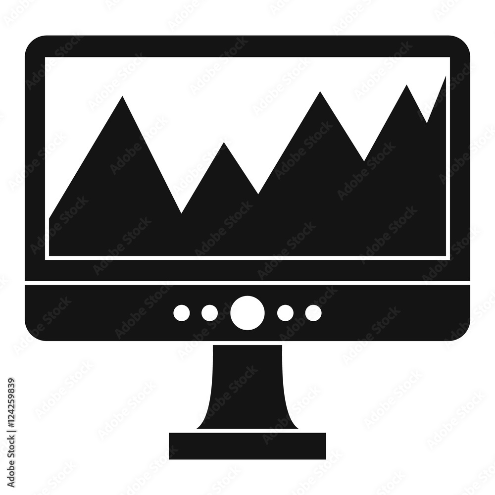 Poster Monitor and a chart icon. Simple illustration of monitor and a chart vector icon for web