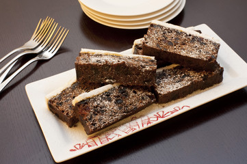 Sliced Christmas cake