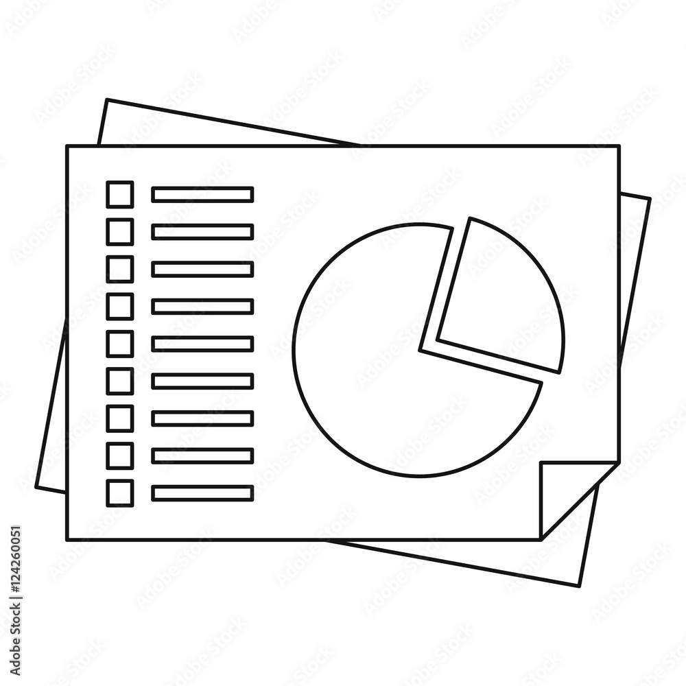 Poster sheets of paper with charts icon. outline illustration of sheets of paper with charts vector icon fo