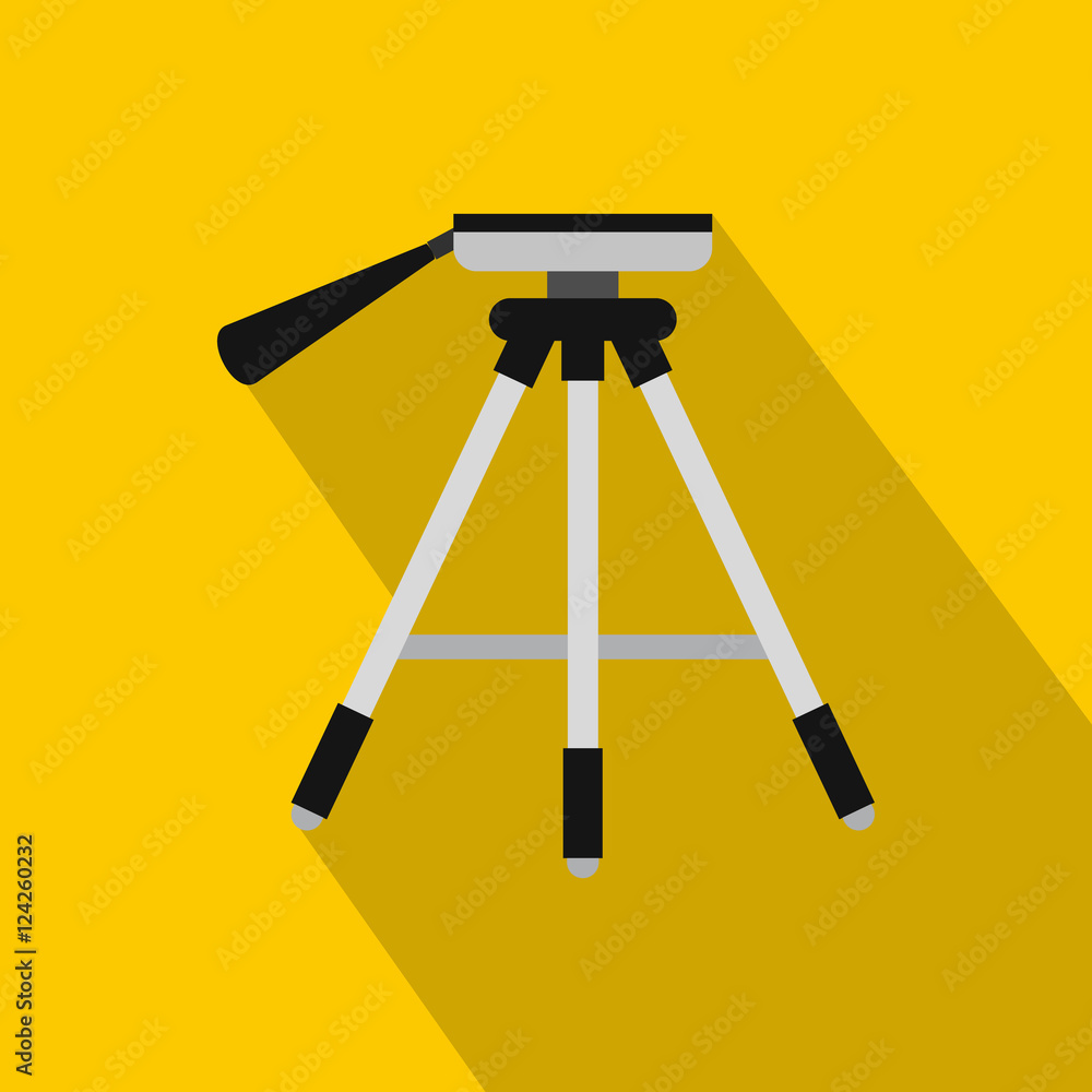 Poster tripod icon. flat illustration of tripod vector icon for web isolated on yellow background