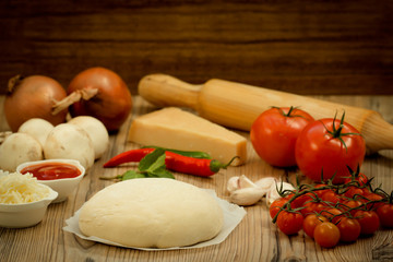 Ingredients for a vegan pizza