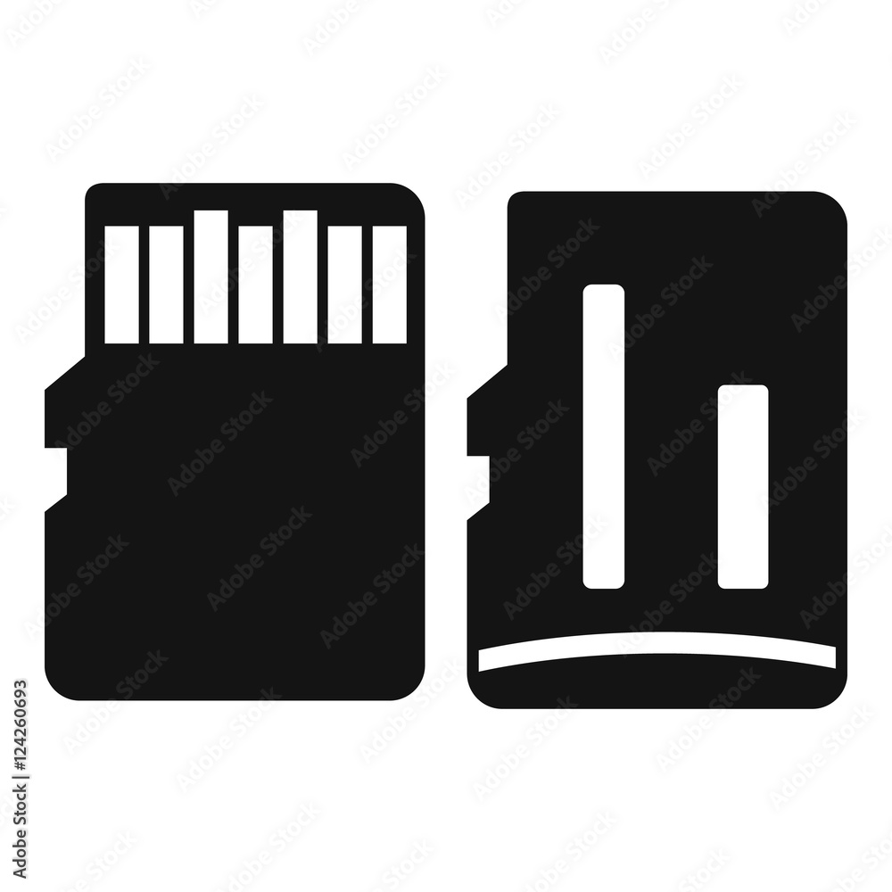 Poster both sides of sd memory card icon. simple illustration of sd memory card vector icon for web