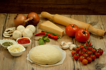 Ingredients for a vegan pizza