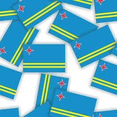 Aruba - Seamless pattern collage of flags with shadows on a whit