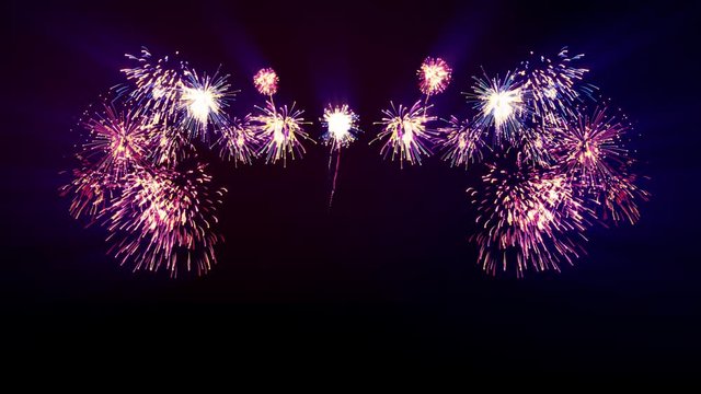 Colorful Bright Firework Background Animation, Motion Design, Footage on Black