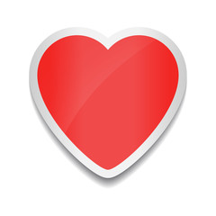 Red heart icon. Sticker on white background.