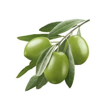 Green olives 3 isolated on white background