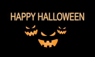 Happy Halloween testo neon e zucche