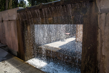 Modern fountain in the center of Split, Croatia Dalmatia