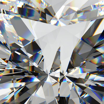 Realistic diamond with caustic close up texture, 3D illustration. 