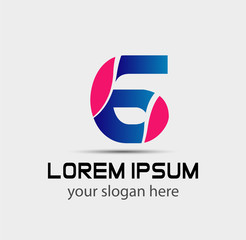 Fototapeta premium Number 6 logo. Vector logotype design. 