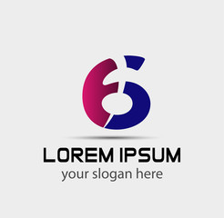 Number 6 logo. Vector logotype design.

