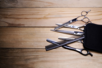scissorsin professional hairdressing salon hairdressing equipmen