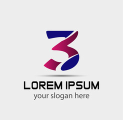 Number logo design.Number three logo.Logo 3 vector template
