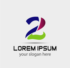 Obraz premium Number 2 logo. Vector logotype design. 