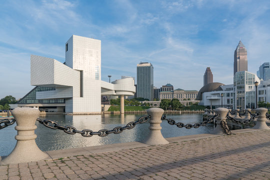 Cleveland Ohio Skyline from Harbor Walkway