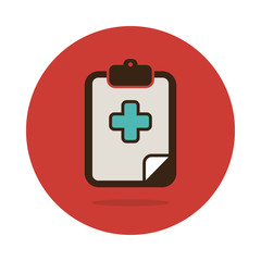 Fototapeta premium Clipboard flat icon. Medical vector