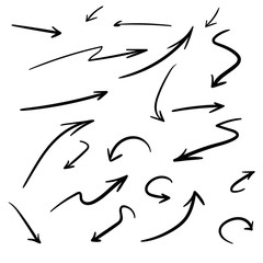 vector illustration set of hand drawn arrows