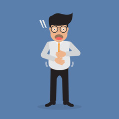 Businessman paunchy with overweight and office syndrome. Vector illustration business and health concept.