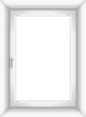 Obraz premium The white plastic or wooden window in a simple vector graphics
