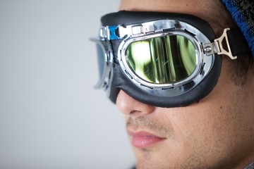 Man wearing aviator goggles