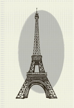 Eiffel Tower handwritten monochrome