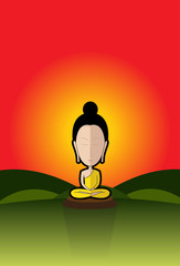 Fototapeta premium Buddha Cartoon Buddhism