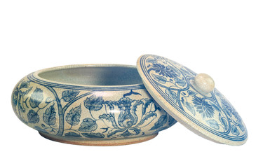 a traditional chainese porcelain with in blue coloured