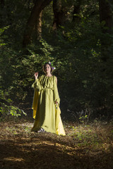 Fantasy Fairy Tale Forest , young woman posing as nymph