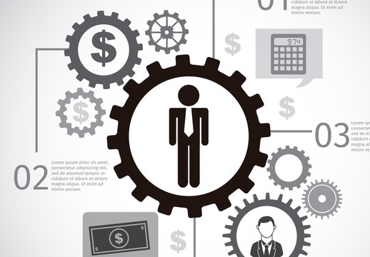 Black and White Business Mechanism Infographic Template
