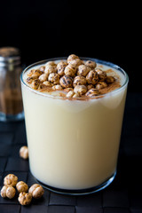 Boza or Bosa, traditional Turkish drink with roasted chickpea